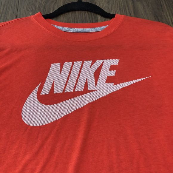 Nike Mens Basic T-Shirt Red Heathered Short Sleeve Small Swoosh Crew Neck M - Picture 5 of 9
